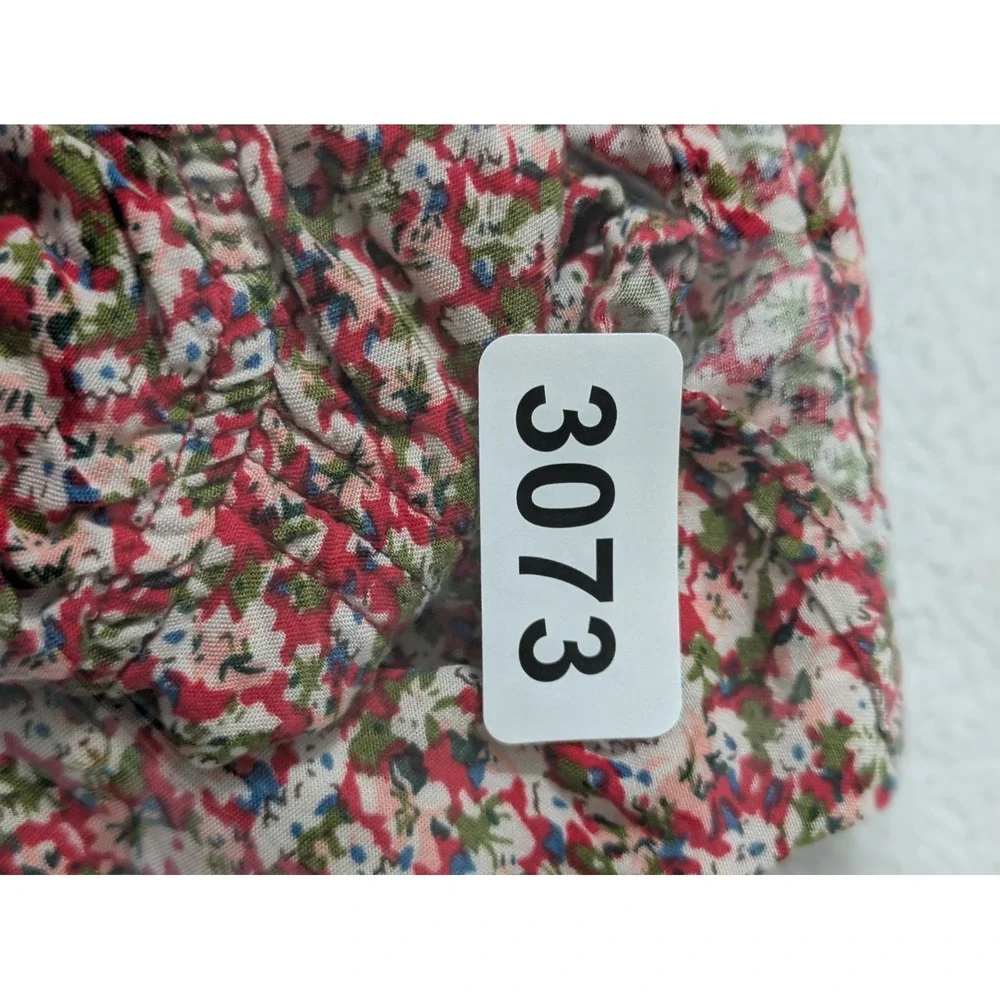NATURAL LIFE Baby Doll Dress with Pockets Sz Medium Red Ditsy Floral